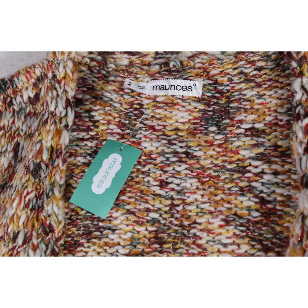 Maurices Cardigan Sweater Womens 2 Multicolor Knit Open Front Winter Outdoor - Picture 5 of 9